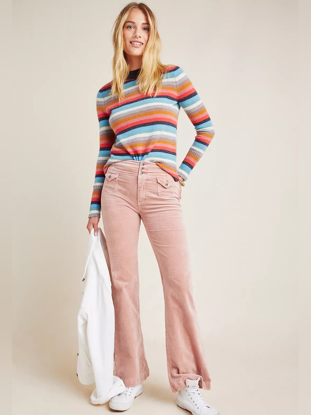 Pilcro and the Letterpress Pink Corduroy High-Rise Bootcut/Flare Pants Size 27